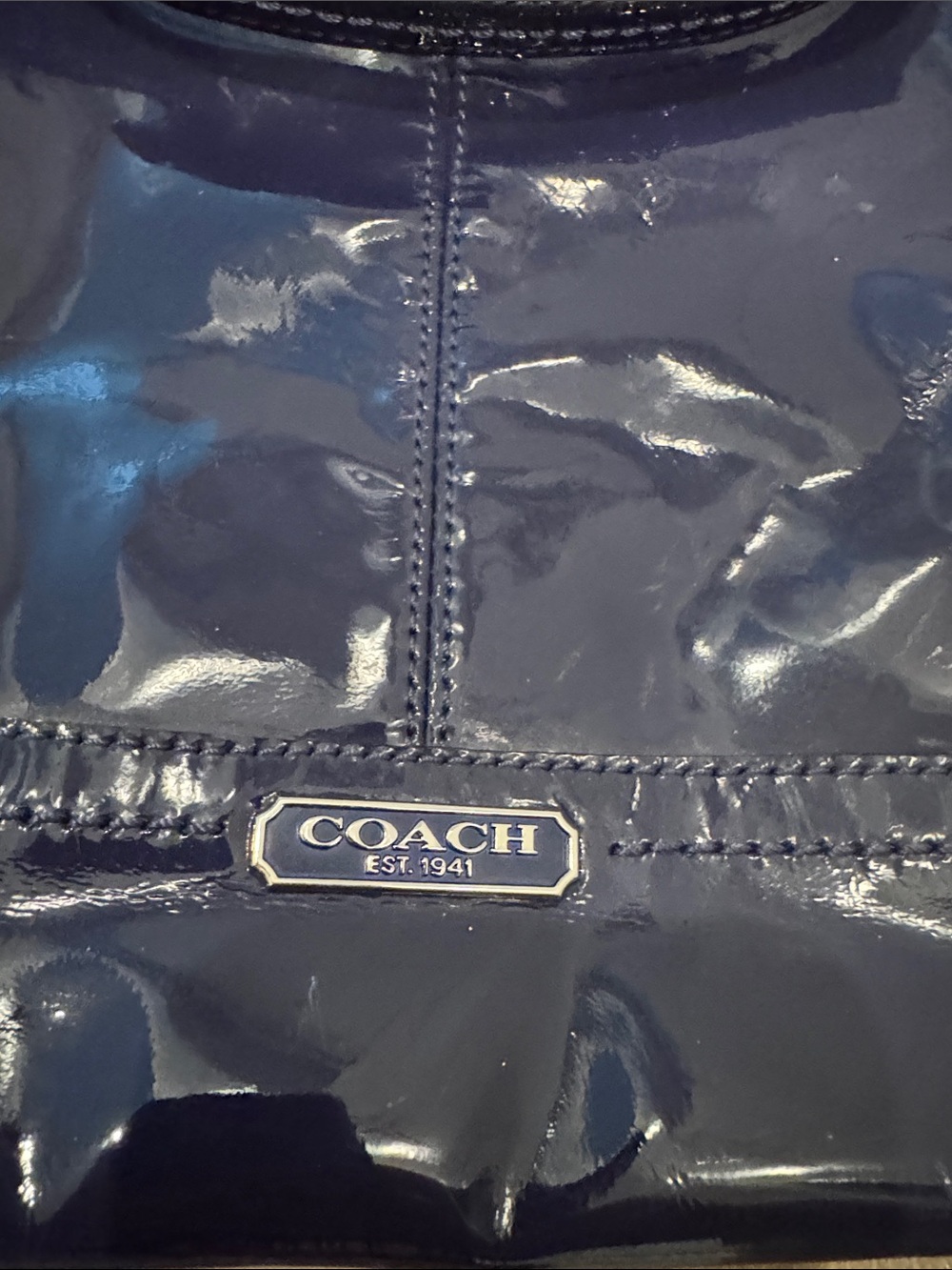 Coach Glossy Patent Navy Tote - Picture 11 of 11